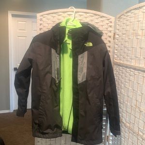 The North Face Black & Gray Kids' Jacket with Neon Green Liner